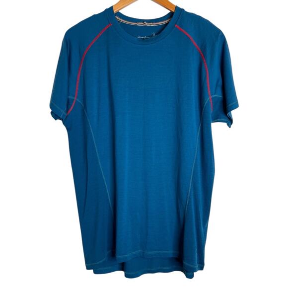 SMARTWOOL Merino Wool Tee Blue Performance Base Layer T-Shirt Men’s Large - Picture 1 of 8